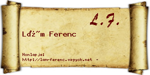 Lám Ferenc névjegykártya